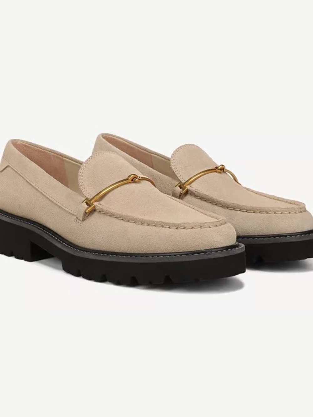 Franco Sarto Beige Suede Bit Lug Loafers NIB